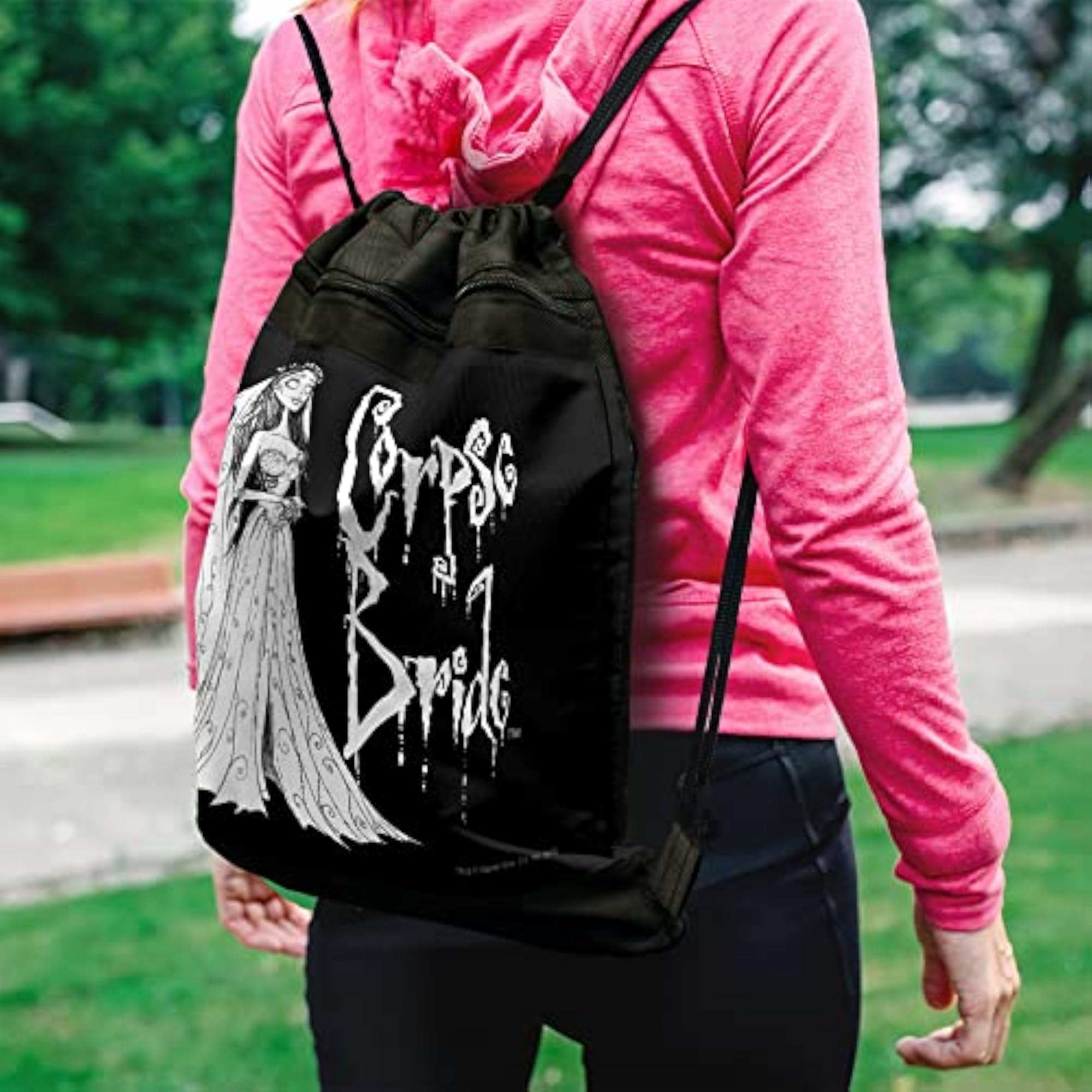 Corpse Bride Logo Drawstring Backpack, Perfect for Gym & Yoga
