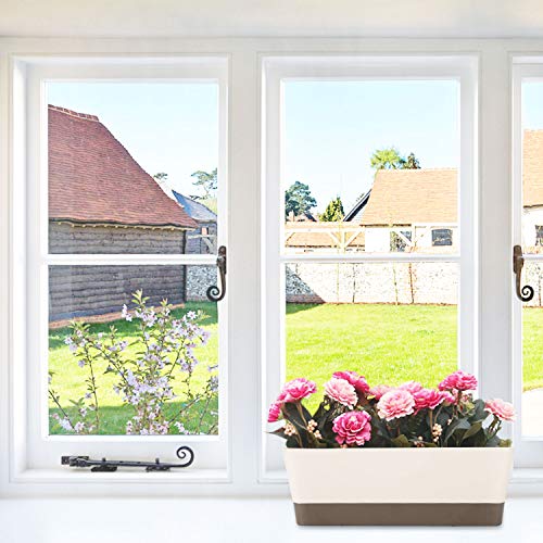 Suream 3 Pack Indoor Window Box Planter, 12X3.8 Inch Rectangle Herb Planter With Tray, Modern Small Succulent Cactus Flower Plastic Plant Pot For Window Sill, Garden Balcony, Office Shelf Decoration #TOP1