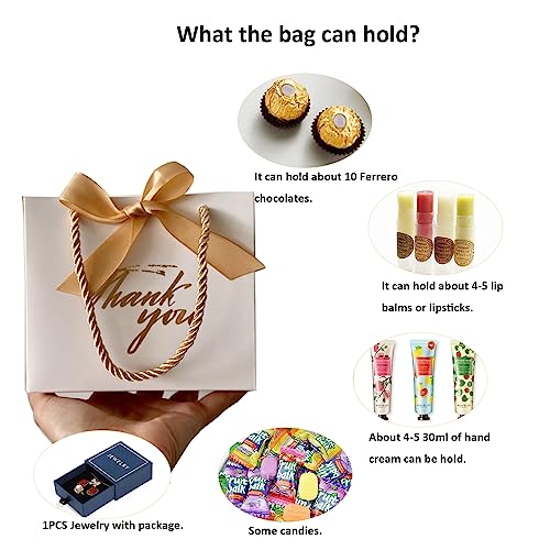 Tksbag White Gift Bags, 50 Pack Small Thank You Gift Bags With Handles, 5.5''X 2.5''X4.7'' Mini Gift Paper Bags Bulk For Baby Shower thumb #2