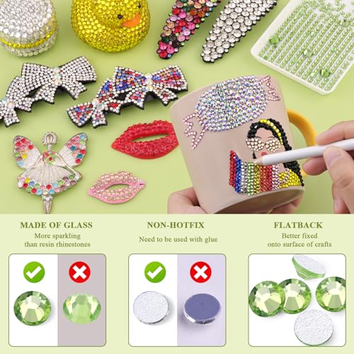Image of 3000PCS SS16 /4mm Crystal Glass Rhinestones for Bedazzling (Peridot) | Flatback Rhinestones for Crafting DIY Nail Art Makeup Decoration, Gems Diomand Charms for Tumbler Shoes Clothing Mug