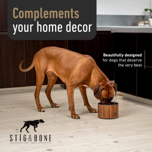 Stig & Bone Dog Bowls For Large Dogs - Elevated With Stand - Modern American Walnut Wood, Durable Stainless Steel - Raised Dog Feeder For Food And Water (Walnut) #TOP7