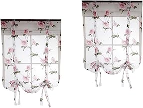 IMIKEYA 2 Peças Cortinas Romanas Florais Cortinas De Janela De Cozinha Sobre A Pia Cortinas Transparentes Cozinha Cortinas Romanas Eleváveis Para Portas Cortinas De Tule Voile Cortinas
