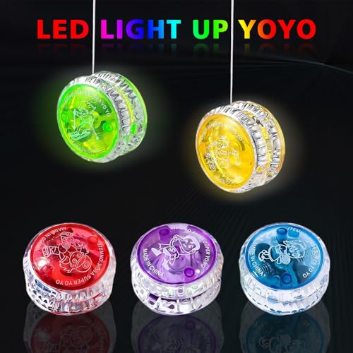 5 Stück LED Licht Jo-Jo, Joo mit Licht für Kinder, Kunststoff Responsive Yoyo, Yoyo mit Licht für Anfänger Kinder, Geschenke für Geschenktütenfüller, Geburtstag, Weihnachten, Kindertag (5)