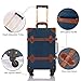 COTRUNKAGE Travel Vintage Luggage Set 3 Piece Retro Carry On Suitcase with Spinner Wheels, Combination Locks, Navy Blue