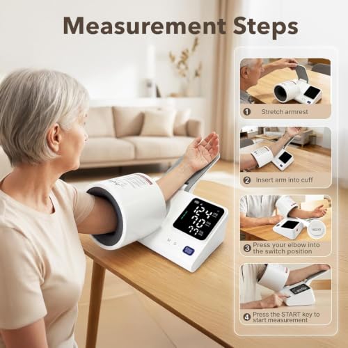 Image of Upper Arm Blood Pressure Monitor for Home Use, Barrel Design One-Touch Blood Pressure Machine, Auto-Fit Wide Range 7.1 inch-16.5 inch, 3-Color Backlight, 2 Users 2x99 Memory (1 MONTH WARRANTY)