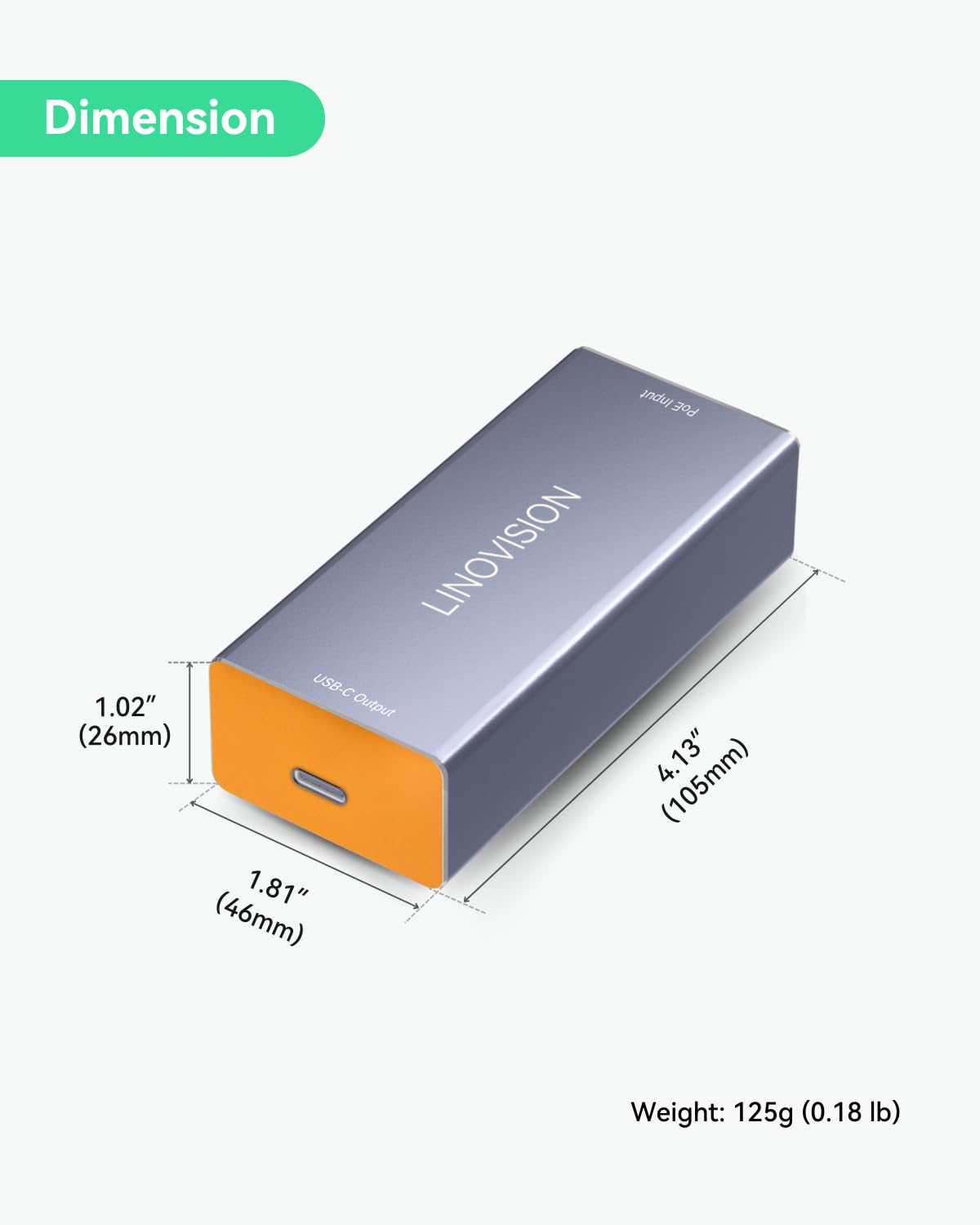 LINOVISION Convertitore Gigabit da 60 W POE++ a USB C con un unico cavo, IEEE802.3af/at/bt POE++ a USB di tipo C con uscita 5V/9V/12V/15V/20V per notebook, hub Echo, telefono, tablet