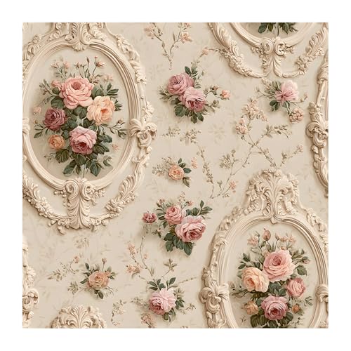 Image of PAPER PLANE DESIGN Vintage Floral Peel & Stick Wallpaper Roll | Decorative Self-Adhesive Wall Covering | 16 in x 90 in (A)