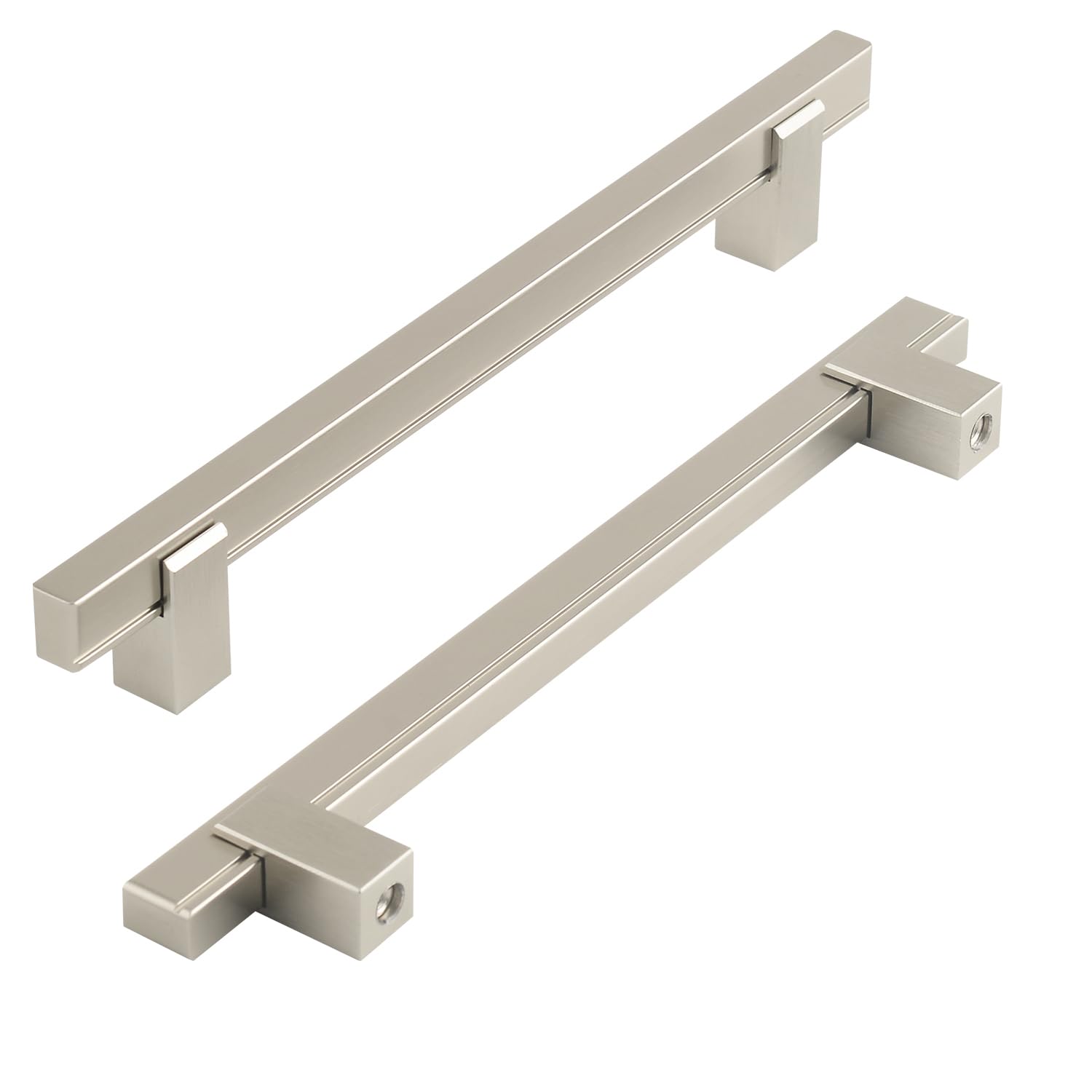 funifiti Adjustable Cabinet Drawer Pulls, Modern Square Bar Handles, 12 Inches Length, 3 Inches Width, Black and Brushed Nickel Finish, with Installation Hardware (5, Brushed Nickel, 4"-6.5")
