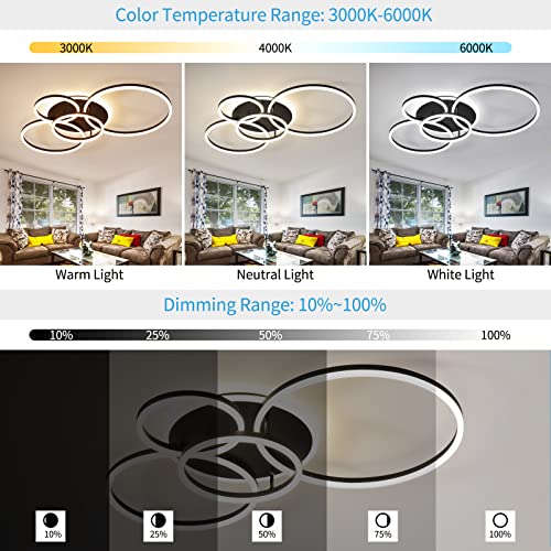 Lámpara de techo LED para sala de estar con diseño circular y tono regulable 2