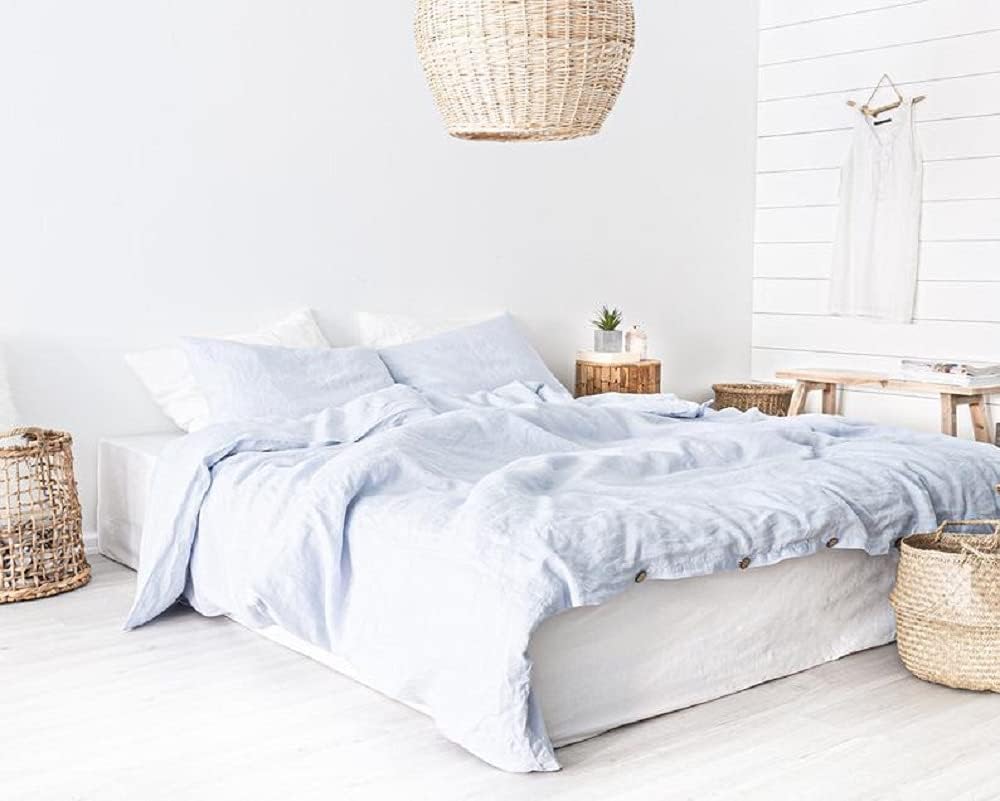 100% Cotton Duvet Cover, Sky Blue Color Duvet - Duvet Cover with Button - Duvet Cover Twin Full Double Queen King Baby - Cotton Solid Bedding Solid Duvet Cover (Twin)