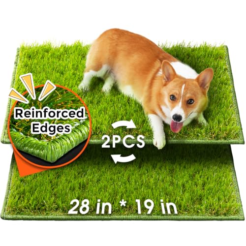 Image of Hompet Artificial Grass for Dogs, 28 inchx19 inch, Professional Dog Grass Mat, Easy to Clean with Drainage Holes, Potty Training Pad and Replacement Fake Grass Turf, Outdoor Rug Patio Lawn Decoration