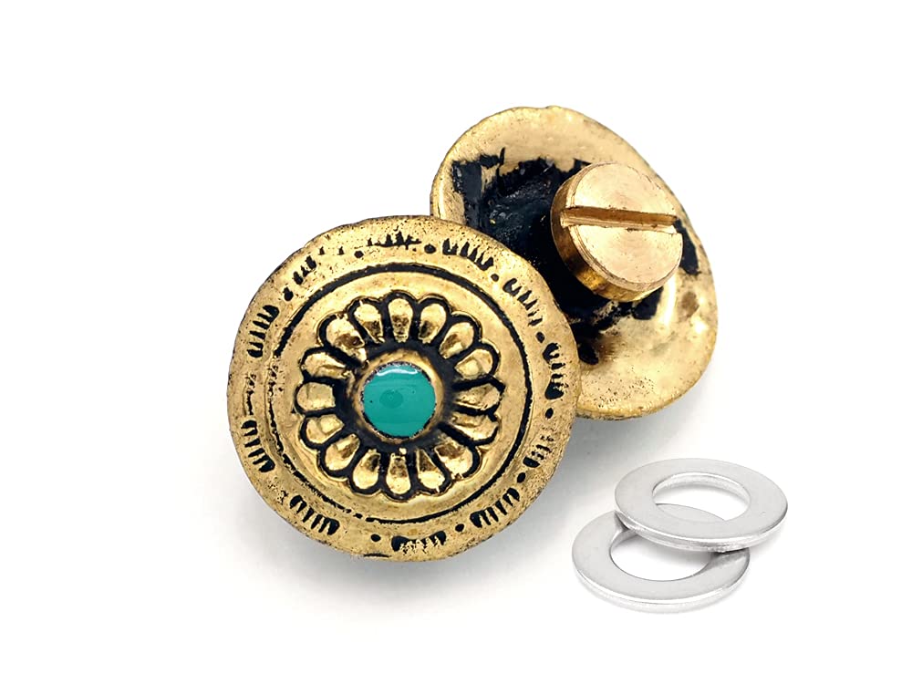 Boutons de 1,27 cm en forme de conchos de fleurs imitation turquoise ronde CRAFTMEMORE