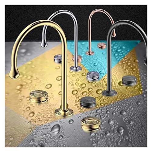 Mitigeur de lavabo 3 trous or rose et noir en laiton chic