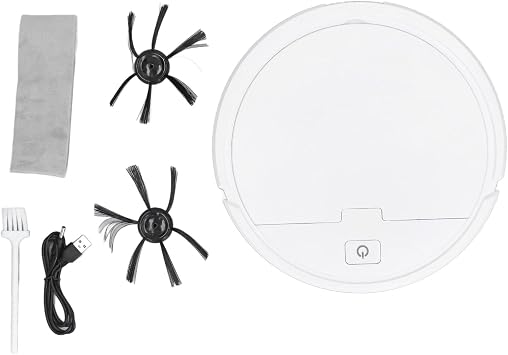3 in 1 Smart Vacuum Robot Cleaner,Robot Vacuum and Mop,Rechargeable Automatic Smart Sweeper Robot Floor Cleaning Vacuum Cleaner for Pet Hair Carpet Floor DustBlackBranco