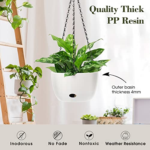Sarosora 8'' Self Watering Hanging Basket Planter For Outdoor Indoor Plants Flowers Herbs Planters(2-Pack, 8'') #TOP4