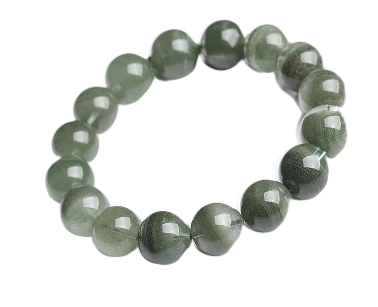 YDYDTTKD Pulsera de Buena Suerte, Pulsera de Cristal de Riqueza Feng Shui, Amuleto de Cuarzo Verde, talismán para Prosperidad, Dinero, Buena Suerte, 8 mm