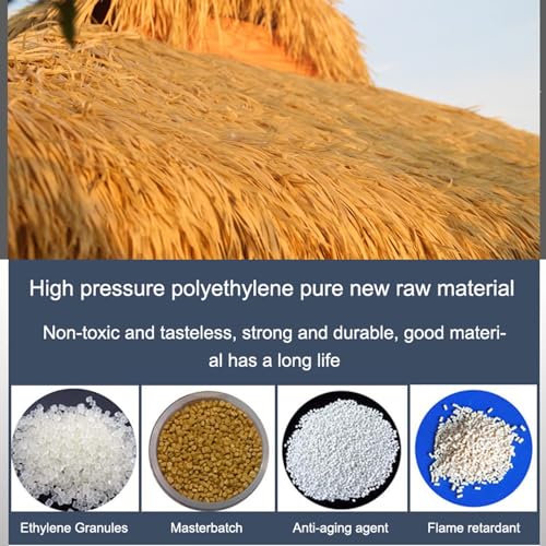 NIANTONG Strohdach Stroh Künstliches Strohdach PE Materialr Grasdach Strohfliesen Lebensdauer Bis zu 15 Jahre für Garten Patio Dekoration Im Freie (0.5x10m)