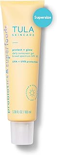 TULA Skin Care Supersize Protect + Glow Daily Sunscreen Gel Broad Spectrum SPF 30 | Skincare-First, Non-Greasy, Non-Comedo...