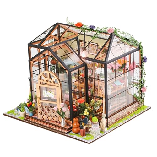 Mini kit de construcción de casa, modelo de invernadero con pegamento para muebles y herramientas, modelo de madera hecho a mano, proyectos creativos para adultos, decoración de habitación del hogar