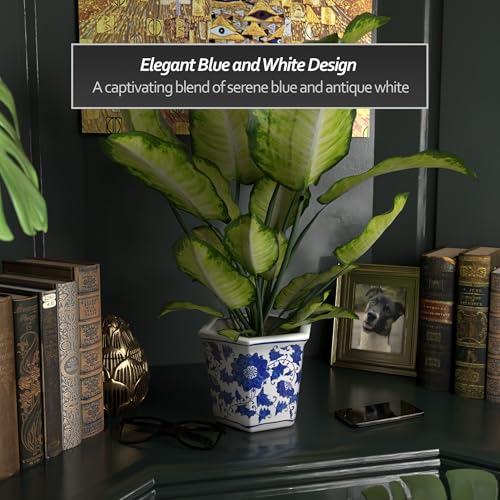Red Lantern 8" Hexagonal Flower Pot - Blue and White Floral by Red Lantern - Image 3