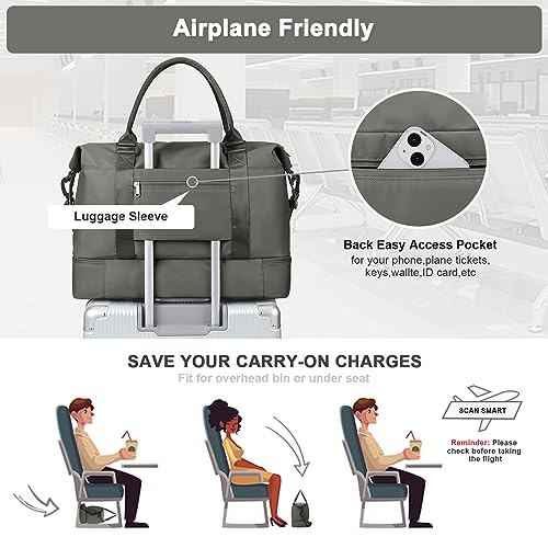 image for HYC00 Travel Bag with Shoe Compartment,Weekender Bag for Women,Gym Bag