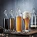 Encheng 32 oz Clear Glass Bottles with Air Tight Lids,Easy Cap Bottle for Beer and Home Brewing,Glass Kombucha Bottles with Stoppers,Swing Top Bottle for Beverages 8 Pack