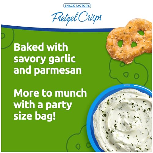 Image of Snack Factory Garlic Parmesan Pretzel Crisps, Party Size Bag, 14 Ounce (Pack of 12)