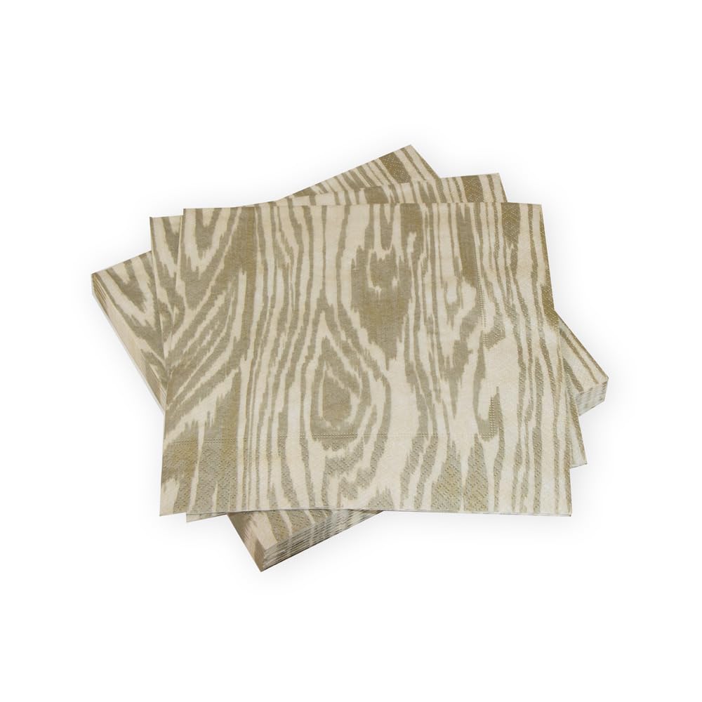 Woodgrain Silver & Gold Napkin Dinner - 20 Per Package