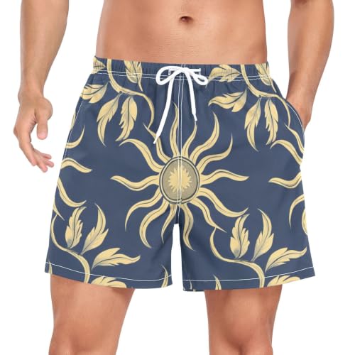 Bañador Quick Dry de hombre azul oscuro con estampado William Morris