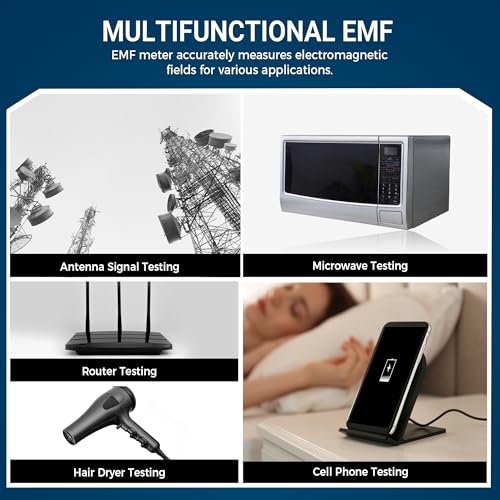 Image of Rechargeable EMF Meter, Handheld Electromagnetic Field Detector with Digital LCD, Suitable for Home and Outdoors EMF Inspections, and Ghost Hunting - Blue