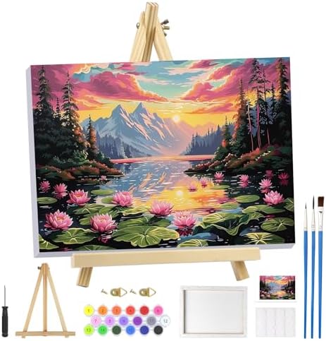 Amazon.com: MOGTAA Landscape Paint by Numbers Kit for Adults Beginners ...