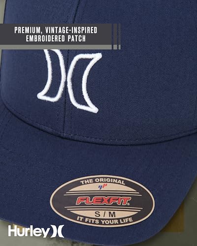 Image of Hurley Mens Trucker Hat - Lightweight Breathable Stretch Mesh Back Curved Bill Baseball Cap with 3D Front Icon Logo