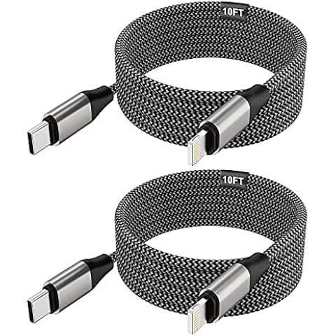 SUPVOL iPhone USB C to Lightning Cable, 2 Pack 10ft MFi 20W iPhone Fast Charger Nylon Braided Extra Long Cord Compatible with iPhone 14/13/12/12 Pro Max/12 Pro/11/11 Pro/X/XS/XR/XS Max/8/8 Plus/SE Cover