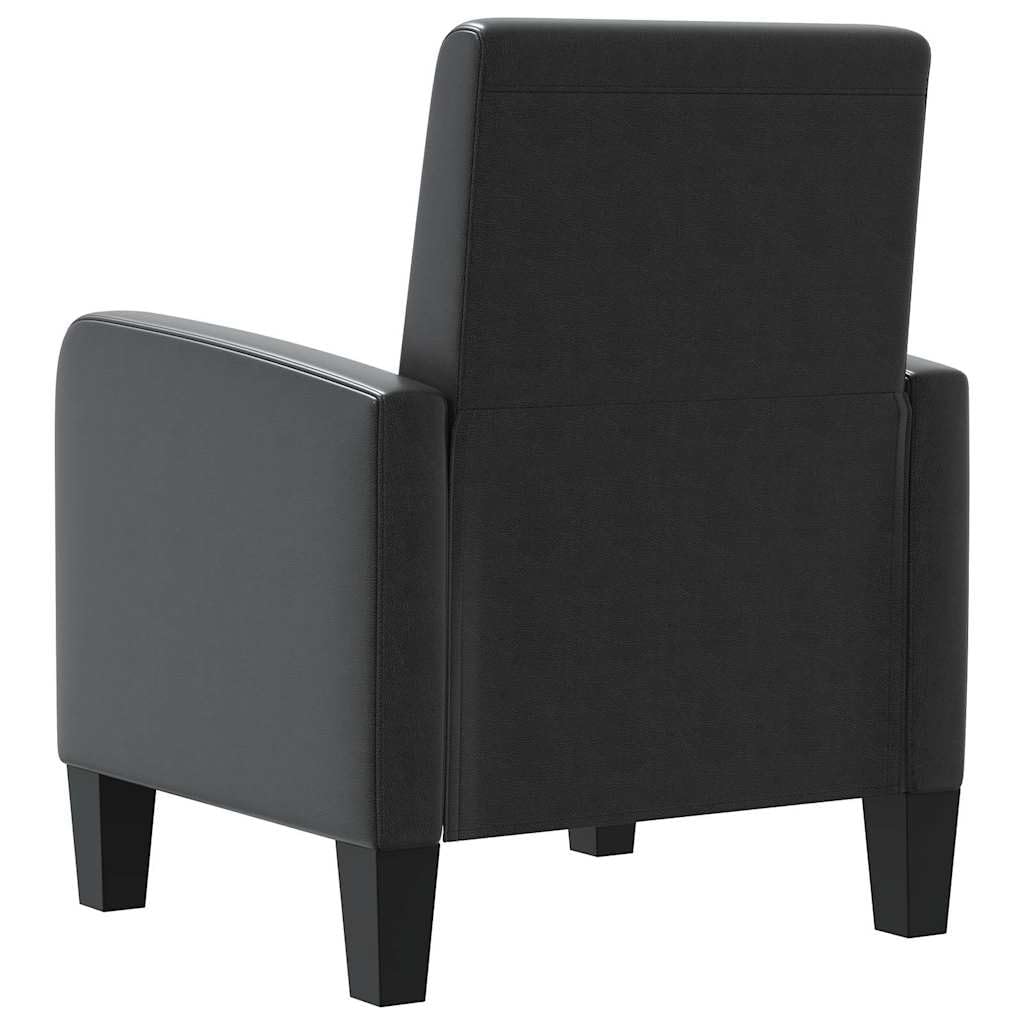 Sillón ergonómico de piel sintética en color negro, acolchado suave con marco de madera de pino, ideal para salones y salones, carga máxima de 110 kg.