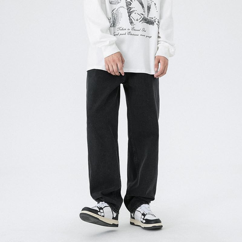 Men's Jeans Vintage High Street American Loose Straight Summer Pants3