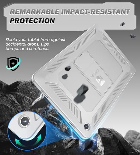 Image of TiMOVO Shockproof Case for Samsung Galaxy Tab A11+ /A11 Plus 11'',Light Gray | Fit for SM-X230 /X236 /X238, Built-in Screen Protector, Dust Plug & Precise Cutouts, Shockproof Rugged Full Body Protection