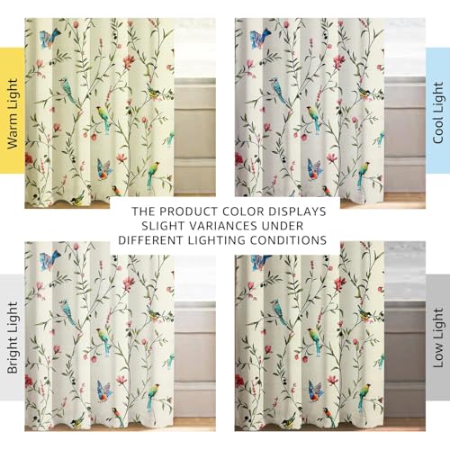 Image of Cloth Fusion Printed 100% Blackout Window Curtains 5 Feet Long Set of 2, Room Darkening Parda with Stainless Steel Grommets for Home Decor (5x4.5 Feet, White Forest)