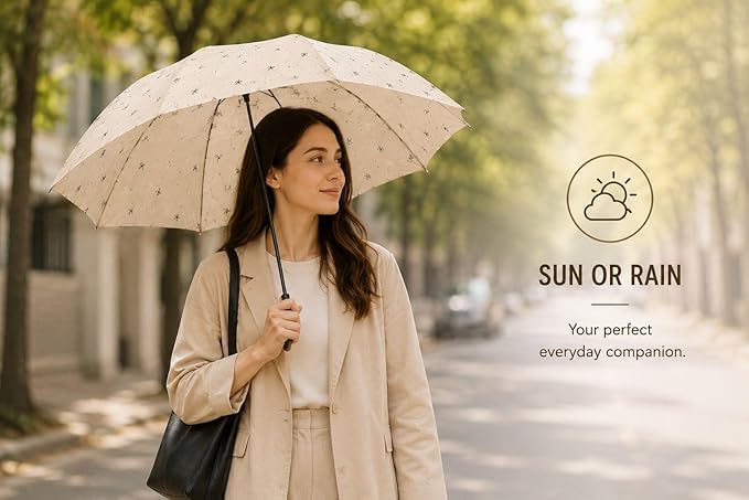 Image of Ozoy umbrella for women,Travel - Mini Folding Compact with Case, 6 Ribs Lightweight Portable Small Sun&Rain Pocket Umbrella for Girls and Women