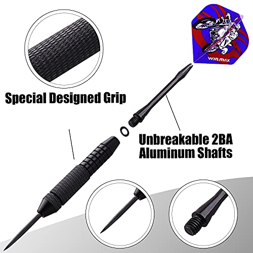 Dartpfeile Win.Max Metallspitze 12 Stück Steel Darts Set