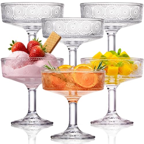 Pumtus 6 Pcs Floral Fluted Cocktail Glasses