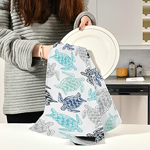 Susiyo G265522918P598C638S1305 Kitchen Dish Towels, Sea Turtles Kitchen Towels Set Of 4 Super Soft Absorbent Dish Towels Set Microfiber Polyester Kitchen Dish Cloths Decorative Tea Towels thumb #4