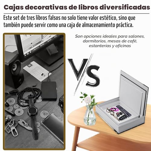 Miniatura 7 de Yujuvi 3 Piezas Libros Decorativos Moda Libro Caja Decoracion Apilados Falsos De Interiores Moderno Nido Caja Libros Decorativos Falsos Para Decoración 3 Piezas D
