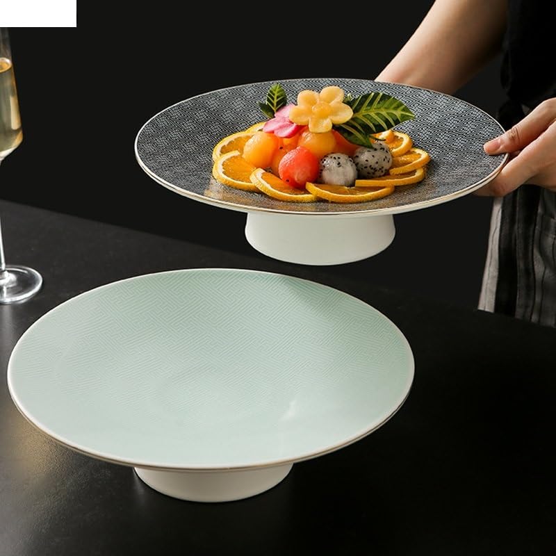 Piatti Cena Piatto di frutta in ceramica Snack Vassoio da dessert Caratteristiche Portafrutta Creativo Ristorante Rotondo Stoviglie Piede alto Pane Piatti da pasticceria Forniture Per Feste(A 11 inch)