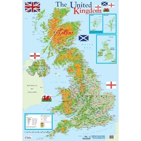 The UNITED KINGDOM Wall Map / Poster - SCHOOL / COLLEGE Geography Resource by Buzz Cover