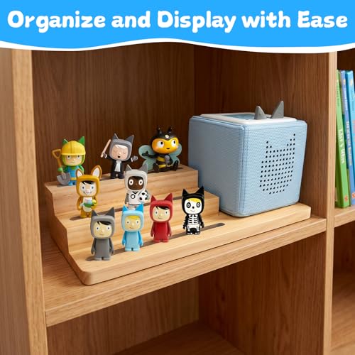 Image of for TonieBox Shelf, 3-Tier Tonie Shelf Come with Pink Carrying Bag Toni Shelf Compatible with Toniesbox 1 and Toniesbox 2 Desktop Display Storage Rack for 15 Tonies Figures(Natural)