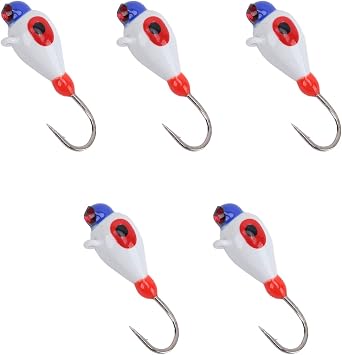 5 Pcs Winter Ice Fishing Jigs Kit Hooks Lures for Bass Perch Crappie Micro 5MM Ice Fishing Gear