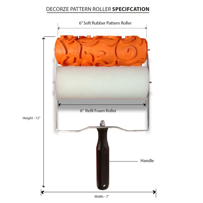 Image of Pattern Paint Roller - 6-Inch Embossed Texture Wall Decorative Roller with Handle for DIY Home Wall Design & Interior Art (DPR-01)