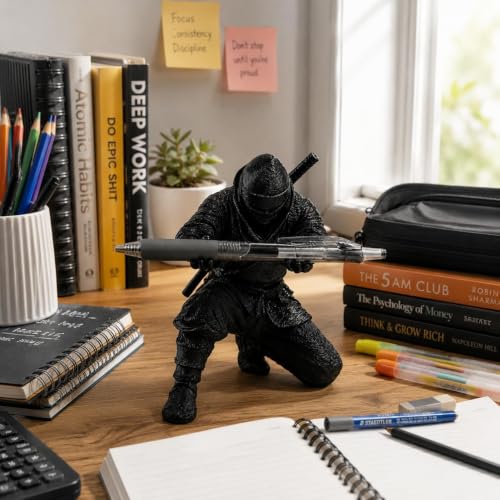 Image of Resin Pen Stand - Medieval‑Themed Black Finish Desk Organizer, Compact 9 cm Pen Holder for Office, Home & Study, Cool Gadget for Desk Organization, Stylish Resin Pen Holder - 1 Count