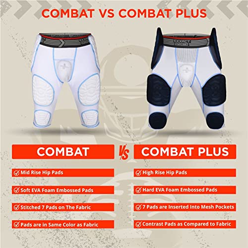 Exxact Sports Combat 7-Pad Adult Football Girdle For Men - Padded Compression Shorts, Mens Girdle Football With Cup Pocket (Adult Medium, White Combat Plus) #TOP5