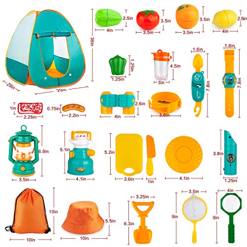 Aokiwo A-ZPWJ001-1 45Pcs Kids Camping Tent Set, Pop Up Play Tent With Camping Gear Tools Indoor Outdoor Pretend Play Set thumb #1